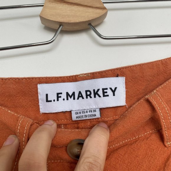 L.F. Markey Women's Henry Pleated Shorts in Burnt Orange Size US 4 - Picture 6 of 7